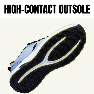 Silwer Active shoe outsole showing the high-contact grip pattern