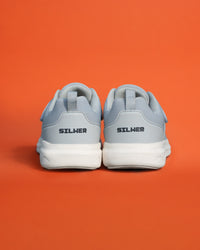 Pair of Silwer Ease Castle Grey Men's Shoes viewed from behind, showing the SILWER branding on the heels