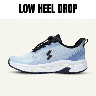 Silwer Active shoe side profile showing the low heel drop