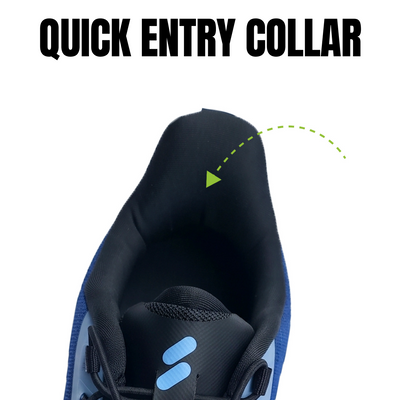 Silwer Active shoe collar opened wide for quick, easy entry